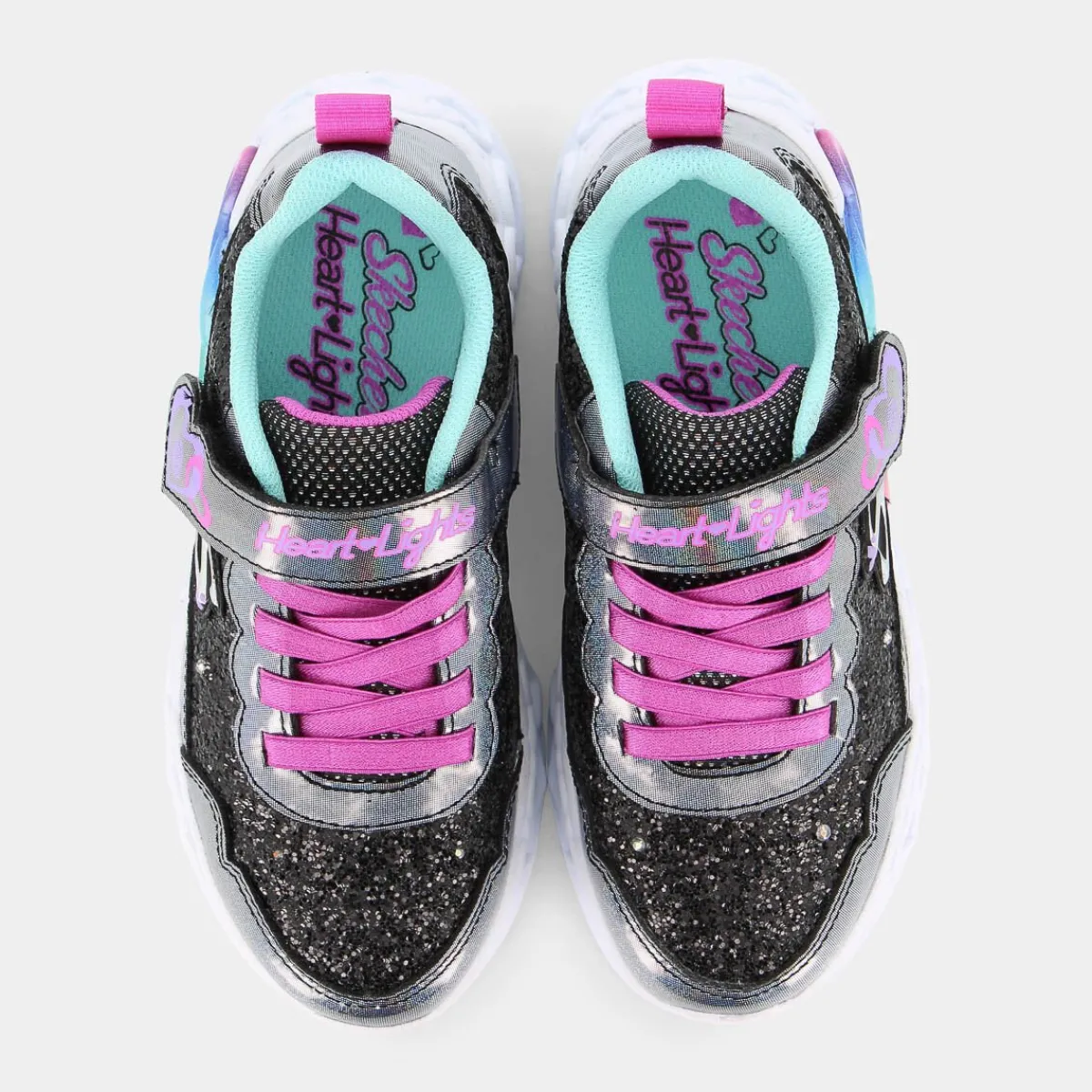 303752LINFINITE HEART LIGHTSBLACK ROCK GLITTER/TURQUOISE- SPORTIVE^SKECHERS Store